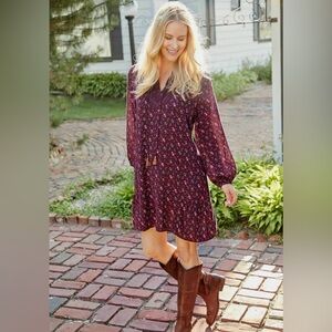 Matilda Jane L Local Luxuries Burgundy Floral Prairie Dress